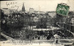 Reglas de Lyon de la POSTAL de la VENDIMIA de cuadrado de Burdeau del jardín botánico y del Eglise de buen Pasteur