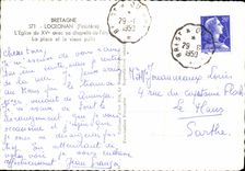 MODERN CARD Locronan the Church of 15th with its vault of Penity the place and the old well