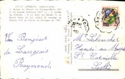 MODERN CARD Langeais Ruins of the keep of Foulques Nerra the Entered interior frontage of the castle Room of the guards the large living room