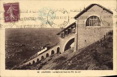 VINTAGE POSTCARD Heavy Train station in Top of the Peak of Jer