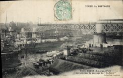 VINTAGE POSTCARD Brest the large open Port for the passage of Suffren Boat