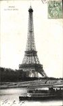 CPA Paris La Tour Eiffel Bateau peniche 