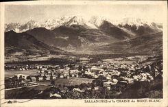 VINTAGE POSTCARD Sallanches and the Chain of Mont Blanc