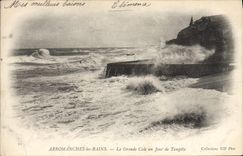 VINTAGE POSTCARD Arromanches les Bains the Large Hold one day of Storm