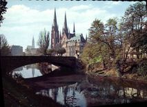 POSTAL MODERNA iglesia San Pablo y Cathedrale de Estrasburgo