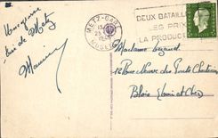 POSTAL Metz de la VENDIMIA vista en el Mosela y el puente medio