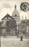 CPA Paris Eglise Saint Pierre de Montmartre et le Sacre Coeur 