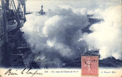 VINTAGE POSTCARD a Blow of Canon of 14ccm