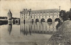 Castillo de la POSTAL de la VENDIMIA del ataque frontal más situado más al sur de Chenonceaux