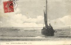VINTAGE POSTCARD Arrived of a Fishing Vessel