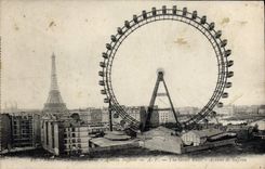 VINTAGE POSTCARD Paris the large wheel Which occurred Suffren Eiffel Tower