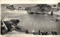 VINTAGE POSTCARD Biarritz Les Bains of the Old Port Towards the Rock of the Virgin