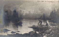 VINTAGE POSTCARD Evening of summer in Brittany