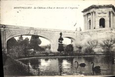 VINTAGE POSTCARD Montpellier the water Tower and Arrival of the aqueduct Black Swan