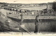 VINTAGE POSTCARD Bayonne the Mayou Bridge the Tiny room and the Holy District Spirit