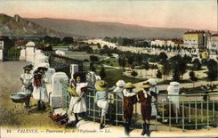 VINTAGE POSTCARD Valence Panorama Taken of the Esplanade Children