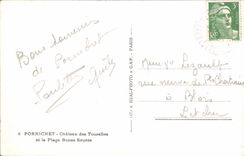 VINTAGE POSTCARD Pornichet Castle of the Turrets and the Good Beach Souroe