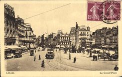 CPA Lille La Grand Place Tramway