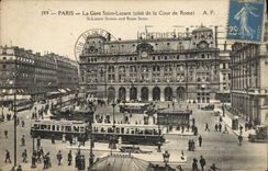 CPA Paris La Gare Saint Lazare Cote de la Cour de Rome Tramway
