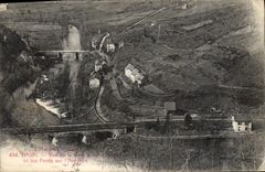 VINTAGE POSTCARD Najac Seen of the Station as the crow flies and the bridges on Aveyron