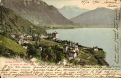 VINTAGE POSTCARD Territet Chillon and teeth of the South