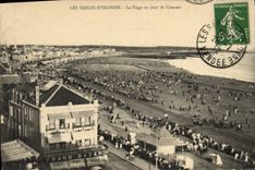 POSTAL de la VENDIMIA Sables d'Olonne la playa un día de caballos de Hippisme de las razas