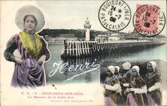 CPA Boulogne sur Mer Le Musoir de la Jetee Est Folklore Prenom Henri