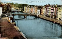 VINTAGE POSTCARD Bayonne Nive and Bridges