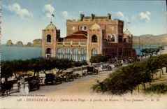 VINTAGE POSTCARD Hendaye Casino of the Beach On the left rocks Two Twins