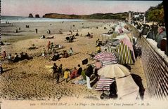 VINTAGE POSTCARD Hendaye the beach Of the Casino to the Two Twins