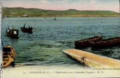 VINTAGE POSTCARD Hendaye the Landing stage For Fontarabie Spain