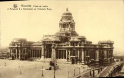 Cortes de ley de Bruselas de la POSTAL de la VENDIMIA y monumento de la glorificación de la infantería belga
