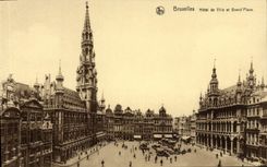 Ayuntamiento de Bruselas de la POSTAL de la VENDIMIA y gran lugar