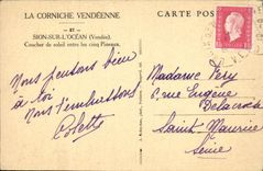 VINTAGE POSTCARD Sion on the Ocean Sunset enters the five Pineal ones