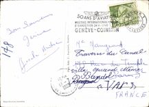 MODERN CARD Geneva swans the water jet and Mont Blanc