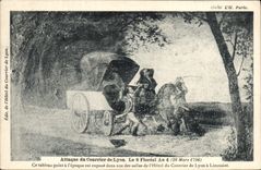 VINTAGE POSTCARD Attack Of the Mail Of Lyon 8 Floreal Year 4 March 28th, 1796