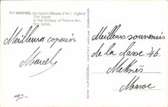 POSTAL Meknes de la VENDIMIA un museo de arte indígena Dar Jamai del pasillo