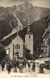 POSTAL Chamonix de la VENDIMIA la iglesia y el Brevent