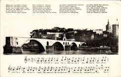 POSTAL de la VENDIMIA en el puente de Avignon