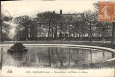 VINTAGE POSTCARD Paris Places From Italy the Town hall the Basin