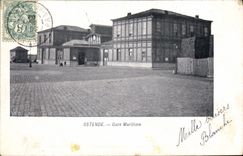 VINTAGE POSTCARD Ostend Harbor station