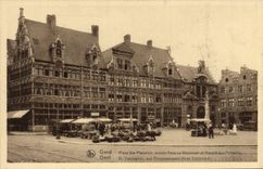 VINTAGE POSTCARD Ghent Places co. Pharailde old Wenemaer old people's home and market at fish