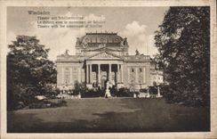 CPA Wiesbaden Theater Mit Schillerdenkmal