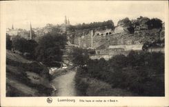 VINTAGE POSTCARD Luxembourg High City And Rock Of the Glass of bier