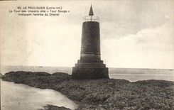 VINTAGE POSTCARD Pouliguen the Tower Of Odd the Known as Red Tower indicating the entry of the channel