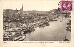 VINTAGE POSTCARD Rouen View Of the Quays And the Seine Boats