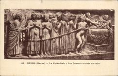 VINTAGE POSTCARD Rheims the Cathedral Damnes Drags In Hell Devil