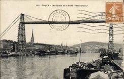 VINTAGE POSTCARD Rouen Quays And the Transporter bridge