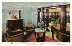 CPA Paquebot Normandie de la Compagnie Generale Transatlantique Salon d'un appartement de luxe