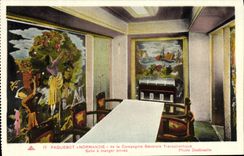 CPA Paquebot Normandie de la Compagnie Generale Transatlantique Salle a manger privee